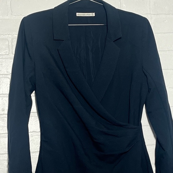 Abercrombie & Fitch Womens Black Blazer Mini Dress Medium Tall Wrap Long Sleeve - Picture 5 of 14